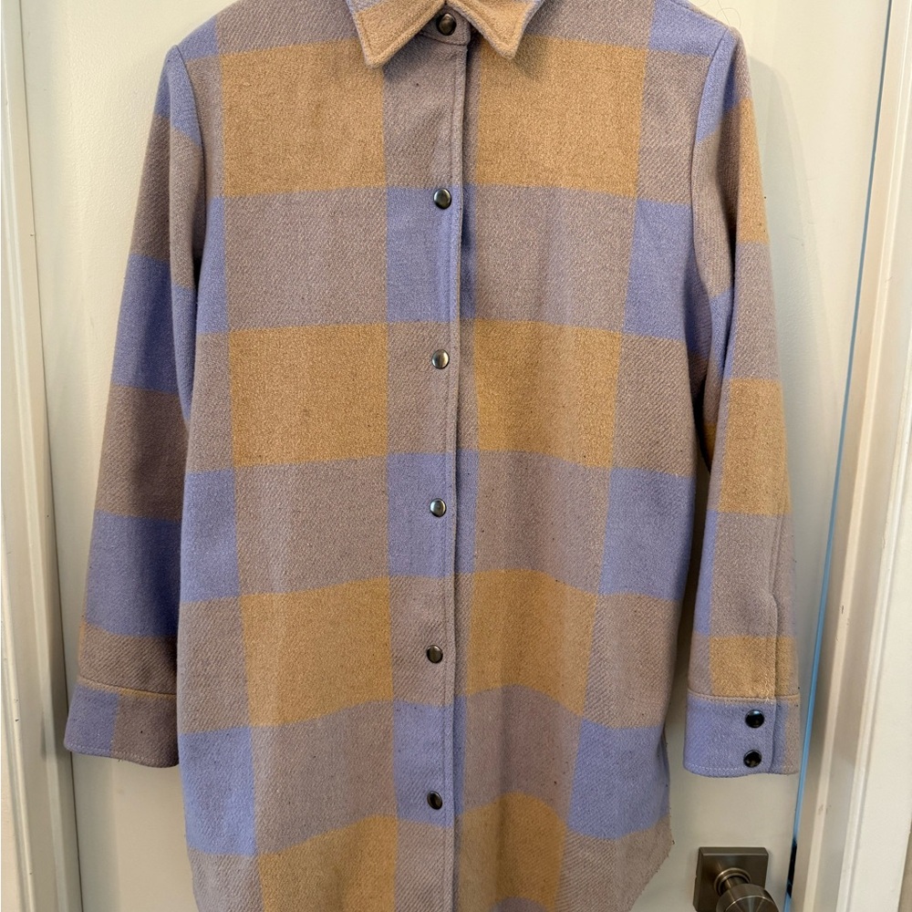 BB Dakota Lavender and Camel Plaid Button-Up Shacket